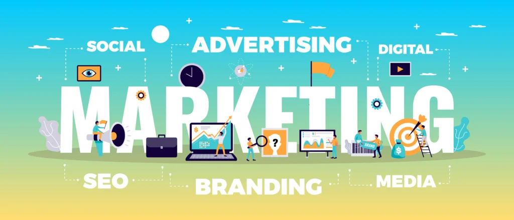 Illustration of digital marketing services using digital media